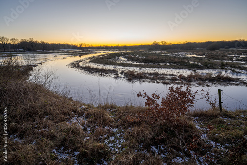 Drentsche Aa brook in winter season - Schipborgsche Diep, Drenthe, The Netherlands. photo