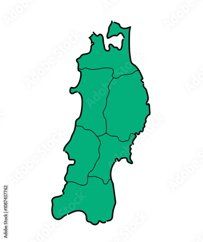 手書きのシンプルな東北地方