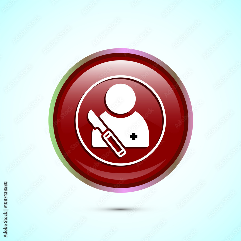 Surgeon surgery icon design illustration, Medical icon sign. Red Color Round Button Design Surgeon surgery icon design illustration, Medical icon sign. Red Color Round Button Design