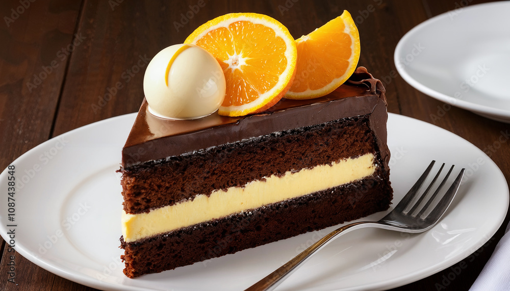 dark chocolate cake with orange cream and orange slices on top dark chocolate cake with orange cream and orange slices on top