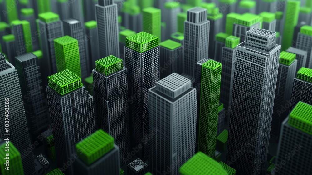 Obraz premium Eco-Friendly Urban Design with Green Structures