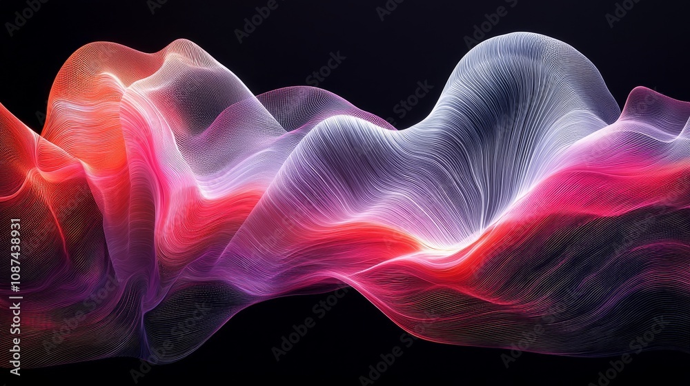 Obraz premium Abstract Waves of Color and Light in Generative AI Art