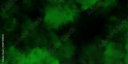 abstract cloud and vapor texture background. Black and Green smoke aquarelle smudge illustration smooth grungy smokey light green colors ink glow. green color powder explosion	

