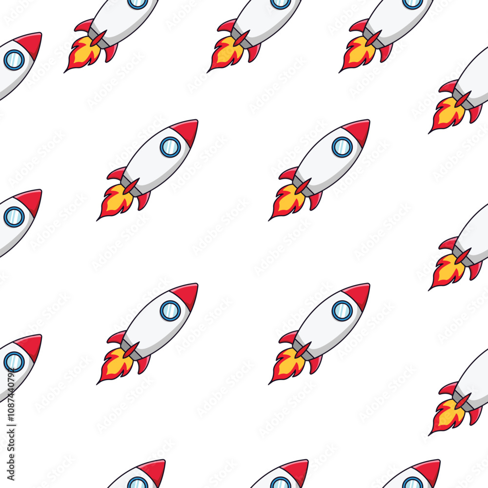 Rocket seamless pattern background. Rocket cartoon motif textile. Cartoon kids flying rocket. Rocket seamless pattern background. Rocket cartoon motif textile. Cartoon kids flying rocket.