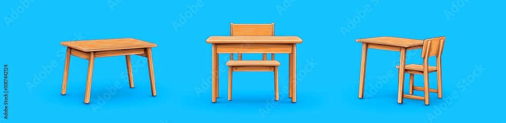 Various wooden desks isolated on white background. Modern cartoon illustration of wooden desks and drawers, furniture collection for classrooms, rustic saloons, dining rooms, teen kid bedrooms. Various wooden desks isolated on white background. Modern cartoon illustration of wooden desks and drawers, furniture collection for classrooms, rustic saloons, dining rooms, teen kid bedrooms.