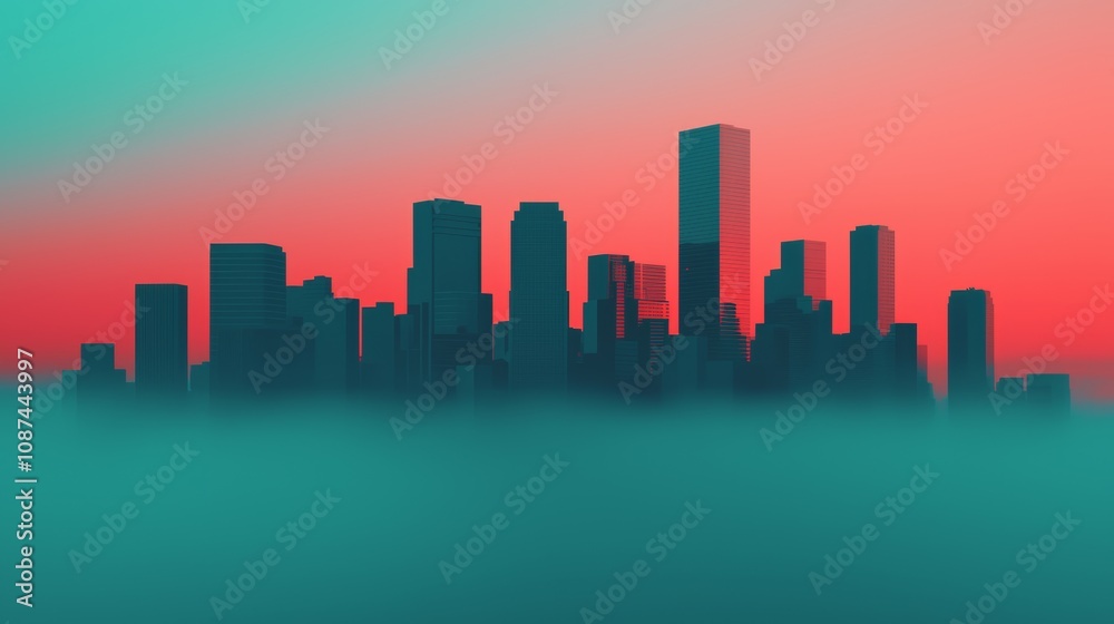 City Skyline Covered in Smog with Virtual Effects City Skyline Covered in Smog with Virtual Effects