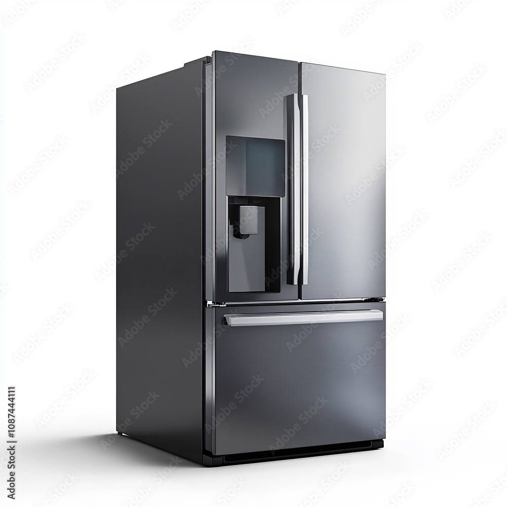 Sleek and Intelligent Smart Refrigerator on White Background Sleek and Intelligent Smart Refrigerator on White Background