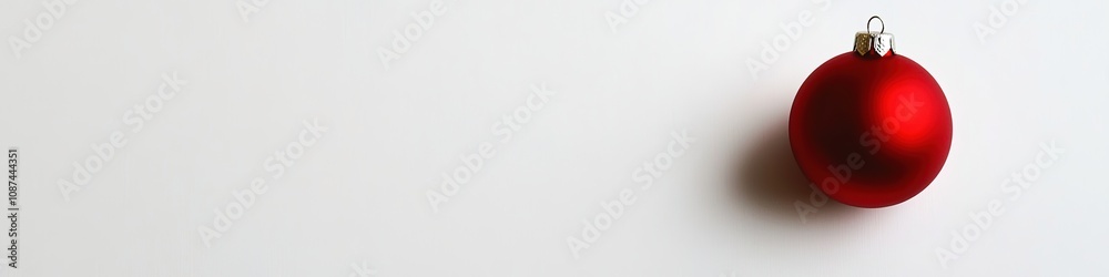 Red Christmas ball on white background with space for text Red Christmas ball on white background with space for text