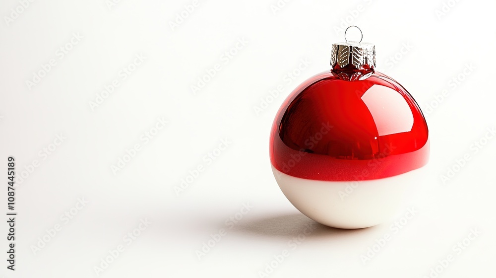 Red and white Christmas ornament on light background Red and white Christmas ornament on light background