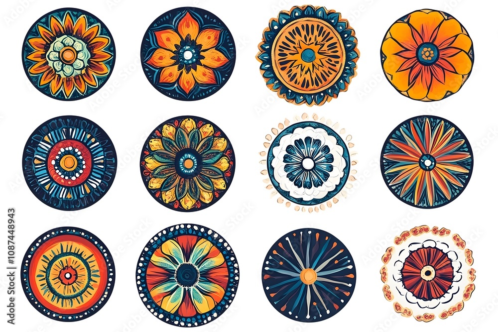 Set of mandala with floral ornament pattern,Vector mandala relaxation patterns unique design with nature style, Hand drawn pattern,Mandala template for page decoration cards, book, logos Set of mandala with floral ornament pattern,Vector mandala relaxation patterns unique design with nature style, Hand drawn pattern,Mandala template for page decoration cards, book, logos