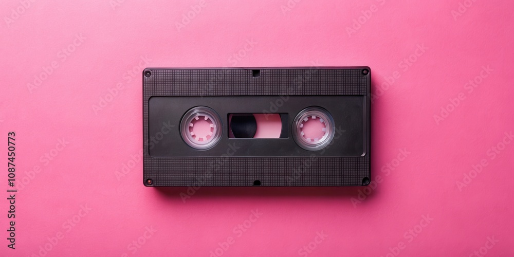 Fototapeta premium A Vintage VHS Video Cassette on a Pink Background