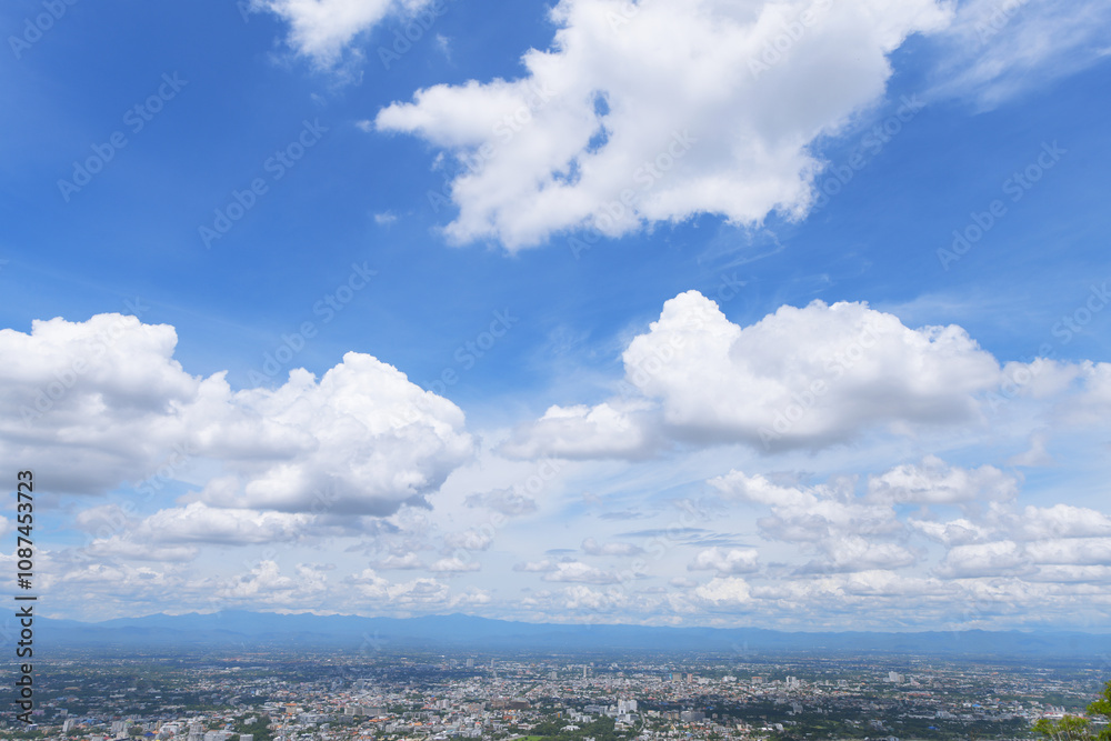 blue sky and clouds with home community in Northern Thailand blue sky and clouds with home community in Northern Thailand