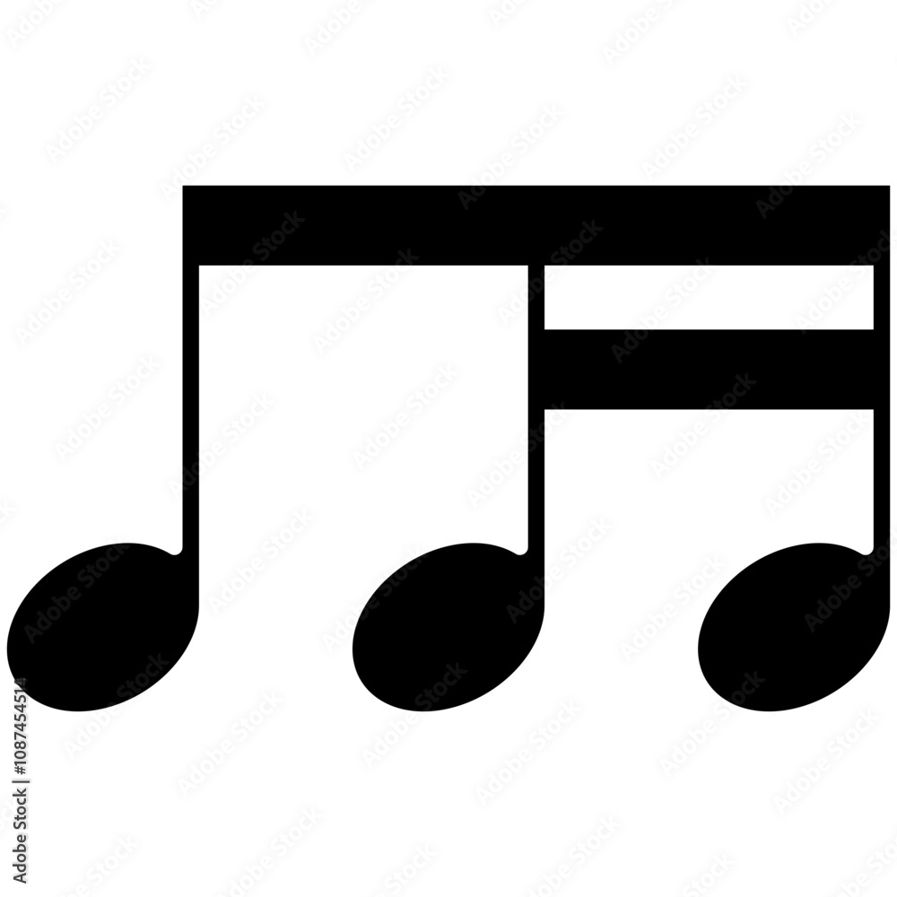 eighth note and two sixteenth note music or musical symbol eighth note and two sixteenth note music or musical symbol
