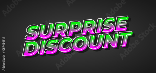 Surprise discount. Text effect in 3D look for banner or website header