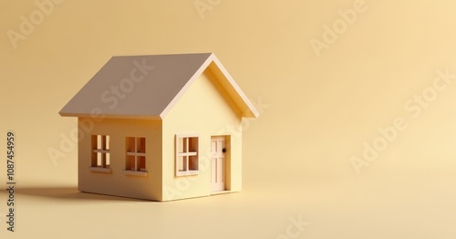 Miniature Home Model on Neutral Background for Real Estate Investment Ideas