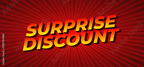 Surprise discount. Text effect in 3D look for banner or website header