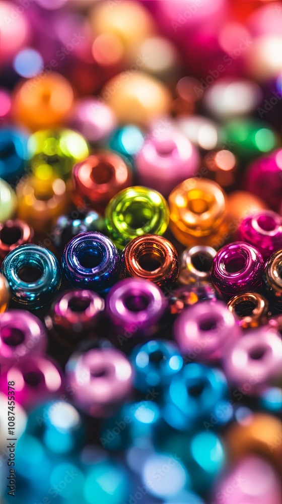 Close Up of Colorful Shiny Beads