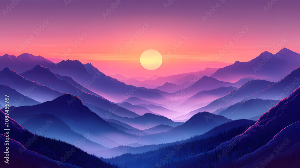 A mesmerizing illustration of a serene mountain landscape at dusk, with soft gradients of blue and purple, creating a tranquil atmosphere perfect for a calming wallpaper. A mesmerizing illustration of a serene mountain landscape at dusk, with soft gradients of blue and purple, creating a tranquil atmosphere perfect for a calming wallpaper.