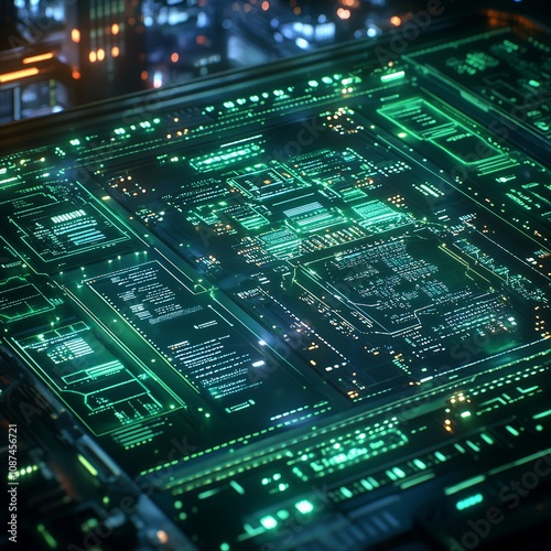 Close-up of an electronic circuit board with components and connections