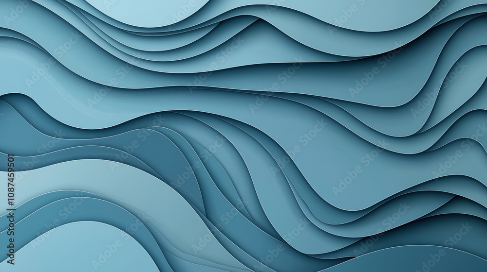 Abstract layered background with wavy shapes in shades of blue, creating a flowing and dynamic composition with smooth curves and gradients. Abstract layered background with wavy shapes in shades of blue, creating a flowing and dynamic composition with smooth curves and gradients.