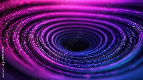 Abstract swirling vortex of vibrant purple and blue lines flowing in a mesmerizing pattern, creating a sense of depth and infinite space in a digital universe