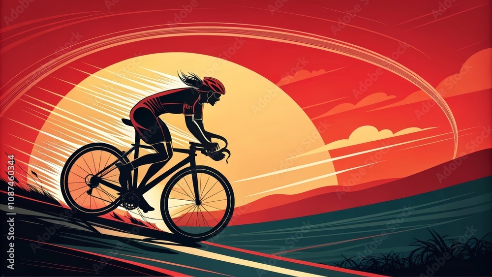 Fototapeta premium Cycling Silhouette Race