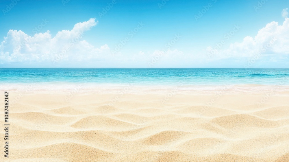 A serene beach scene featuring gentle waves and soft sand under a clear blue sky with scattered clouds. A serene beach scene featuring gentle waves and soft sand under a clear blue sky with scattered clouds.