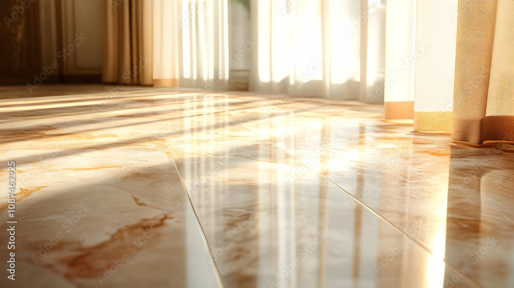 Elegant marble flooring reflecting sunlight, enhancing the warmth and beauty of interior design. Elegant marble flooring reflecting sunlight, enhancing the warmth and beauty of interior design.