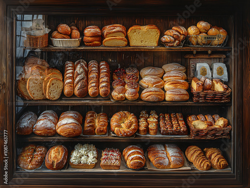 Freshly baked assorted breads displayed with varied textures and colors