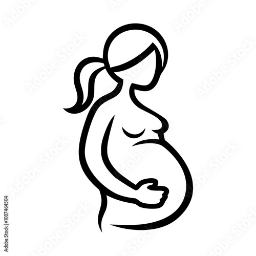 Pregnant woman vector doodle icon