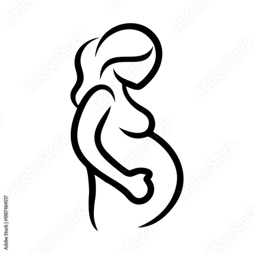 Pregnant woman vector doodle icon