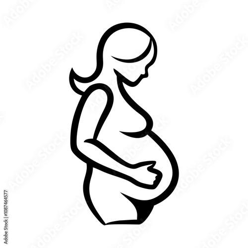 Pregnant woman vector doodle icon