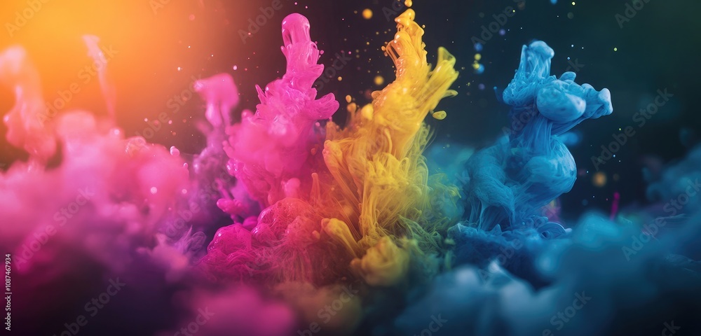 A colorful explosion of ink against a dark background, highlighting the intensity of a creative breakthrough. A colorful explosion of ink against a dark background, highlighting the intensity of a creative breakthrough.