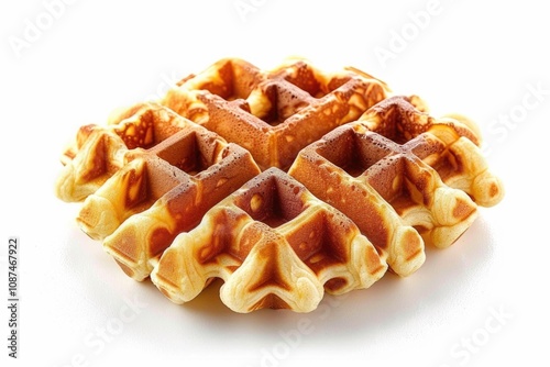 Liege Waffle Dessert. Delicious Belgian Waffles on White Background, Baked to perfection