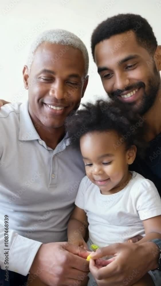 vertical video of a multiracial gay couple with an adopted child vertical video of a multiracial gay couple with an adopted child