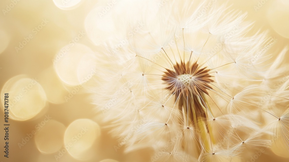 Delicate Dandelion Seed Head with Soft Focus and Bokeh Background Capturing the Essence of Nature's Beauty in Warm Golden Tones Delicate Dandelion Seed Head with Soft Focus and Bokeh Background Capturing the Essence of Nature's Beauty in Warm Golden Tones