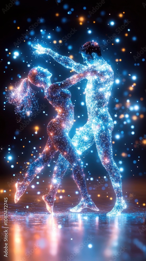 Naklejka premium Ethereal Dance of Shimmering Stars in Night Sky
