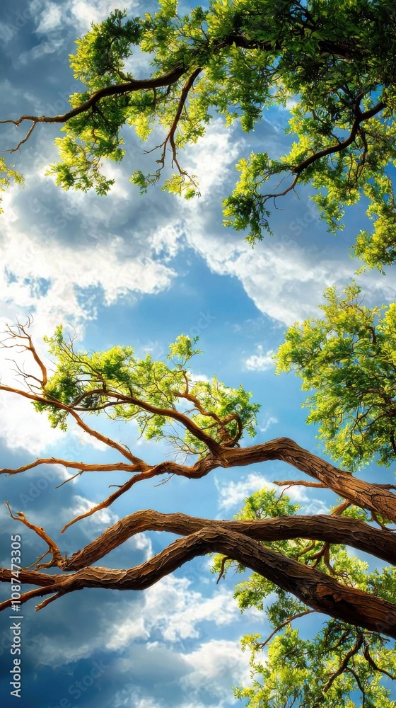Dramatic Trees Swaying Against Stormy Sky Dramatic Trees Swaying Against Stormy Sky