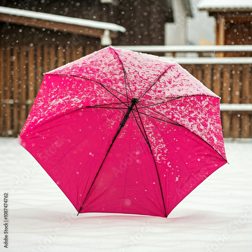 red umbrella on a white photo