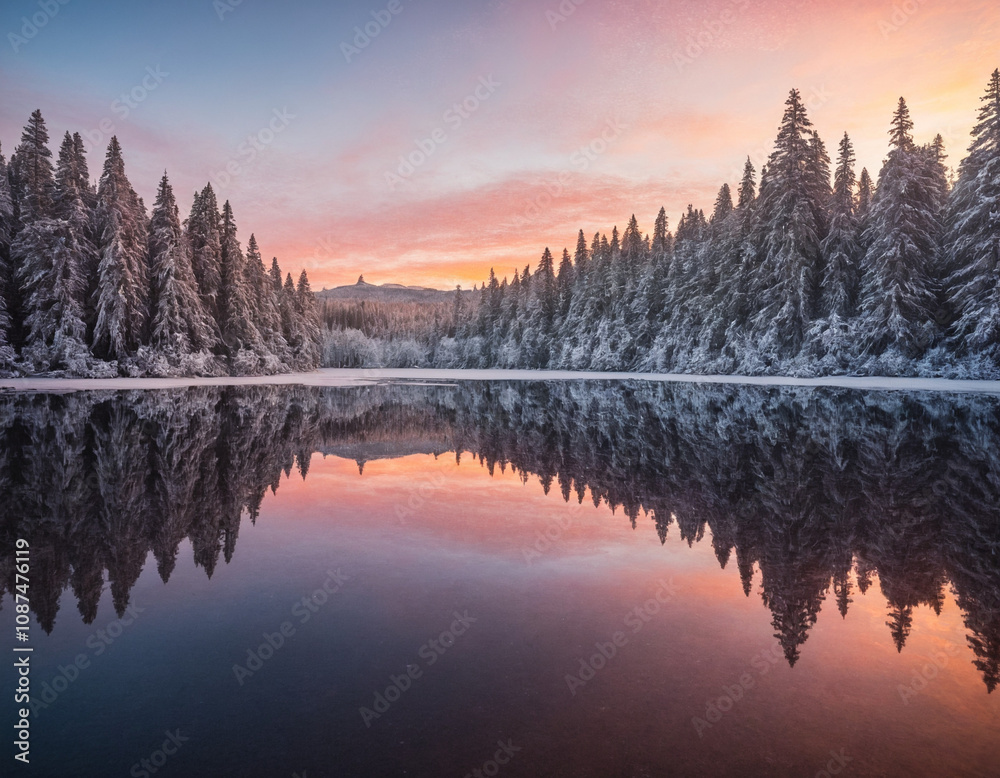 Fototapeta premium Lakeview with stunning place for christmas celebration