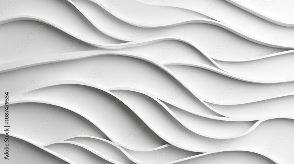 Obraz premium Abstract white 3d wave background, dynamic flowing pattern, elegant design for modern projects, minimalist bright backdrop