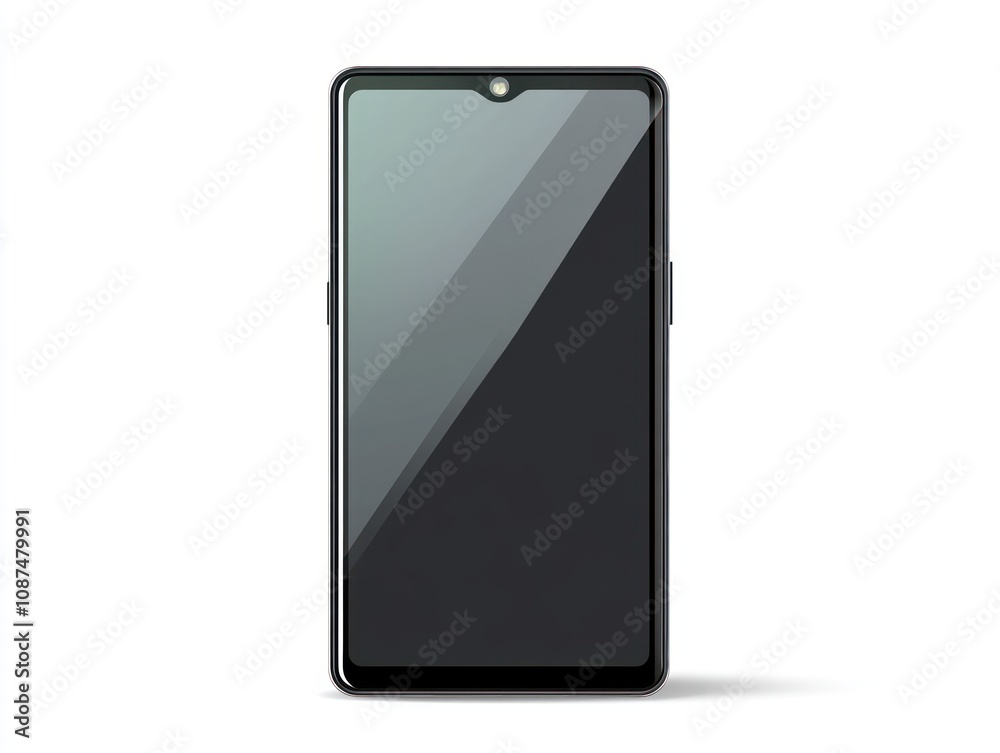 A sleek, modern smartphone with a black screen and minimalist design. A sleek, modern smartphone with a black screen and minimalist design.