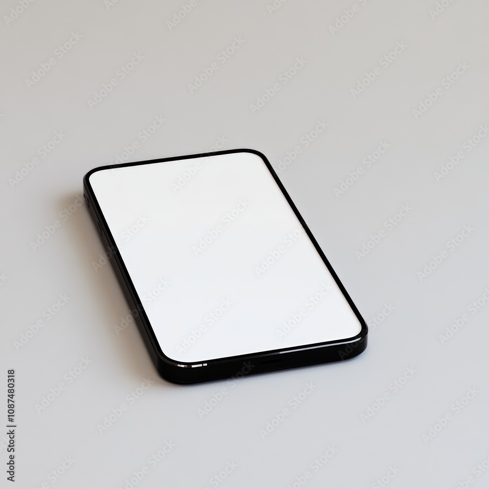 A sleek, modern smartphone lying flat on a smooth surface. A sleek, modern smartphone lying flat on a smooth surface.