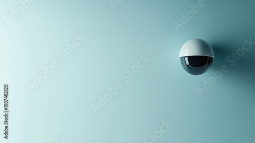 Security camera mounted on wall, providing surveillance and safety