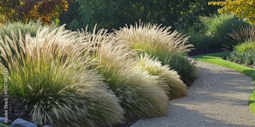 Ornamental grass known as Ravenna grass, or Saccharum ravennae, showcases its lush foliage and height, making it an ideal choice for garden landscapes with beautiful ornamental grass features. photo