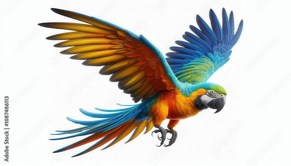 Fototapeta premium macaw parrot on isolated white background