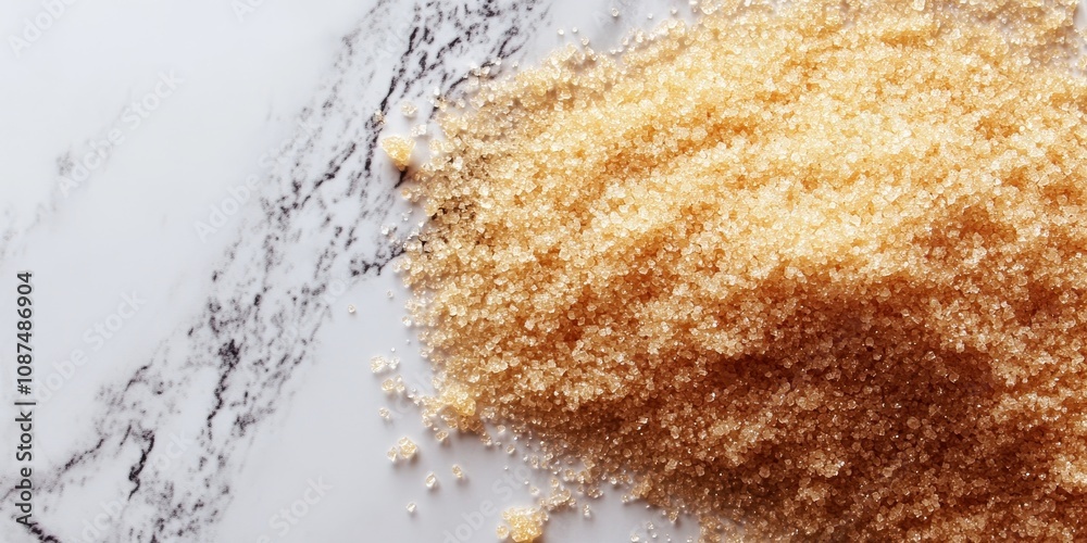 Light brown sugar delicately arranged on a marble countertop, showcasing the smooth texture and rich color of light brown sugar against the elegant backdrop of marble. Light brown sugar delicately arranged on a marble countertop, showcasing the smooth texture and rich color of light brown sugar against the elegant backdrop of marble.