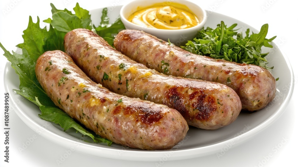 Grilled Sausages with Fresh Greens and Mustard Dip Grilled Sausages with Fresh Greens and Mustard Dip