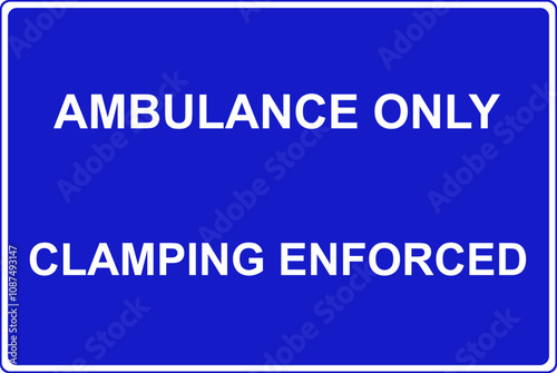 Ambulance parking sign