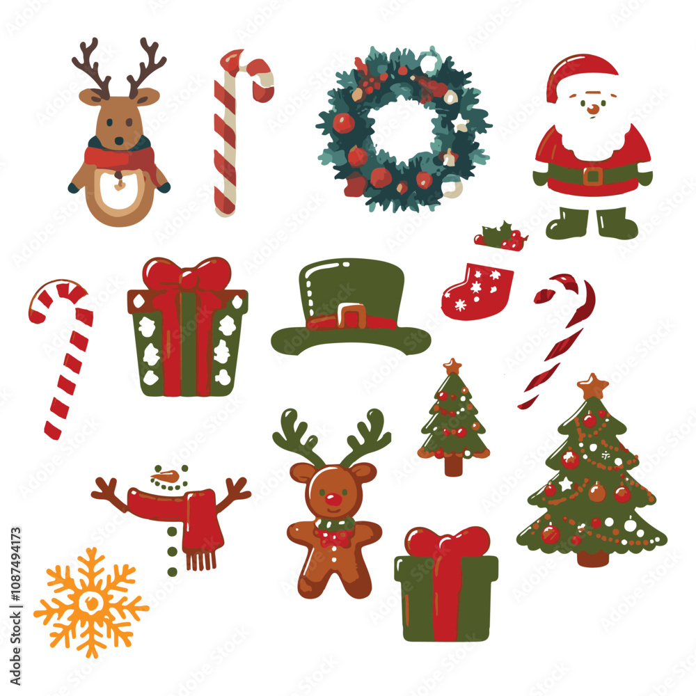 Fototapeta premium Christmas Vector Icon Set